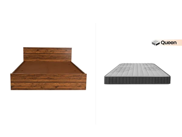 Rio Engineered Wood Queen Bed With Memory Foam Queen Bed Mattress (78 x 60 x 6 inches)